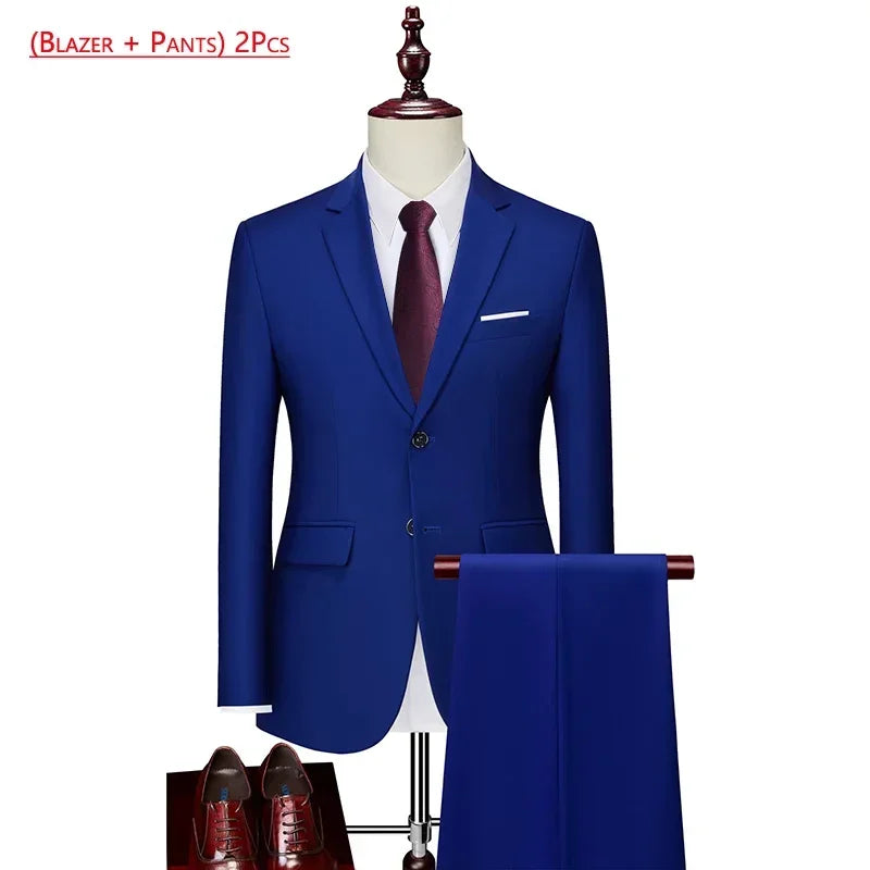 Men’s 3-Piece Slim Fit Formal Suit – Wedding Groom Tuxedo with Jacket, Vest & Pants – Business Dress Suit for Office & Events