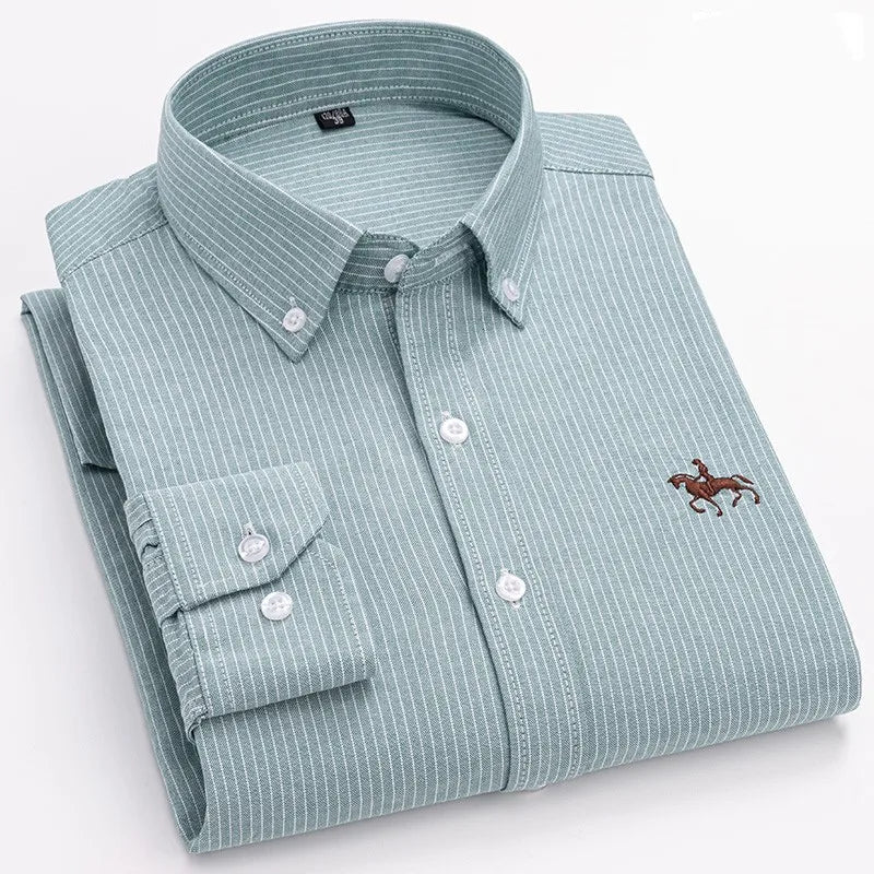 Men’s Long Sleeve Oxford Shirt – Casual Business Dress Shirt | 100% Cotton, Regular Fit, Smart Casual Style – S to 6XL