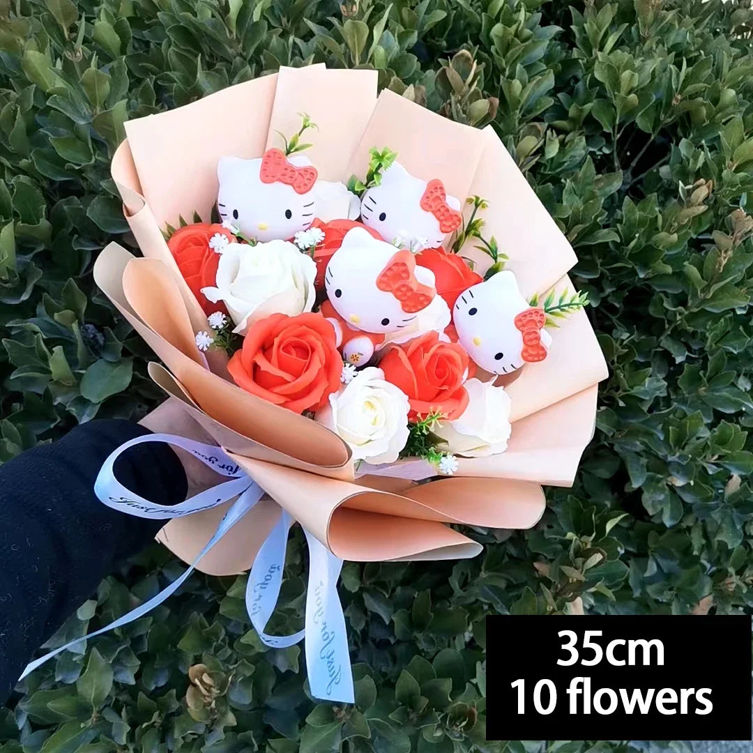 Hello Kitty Cartoon Plush Rose Soap Flowers - StarLuxeTrend