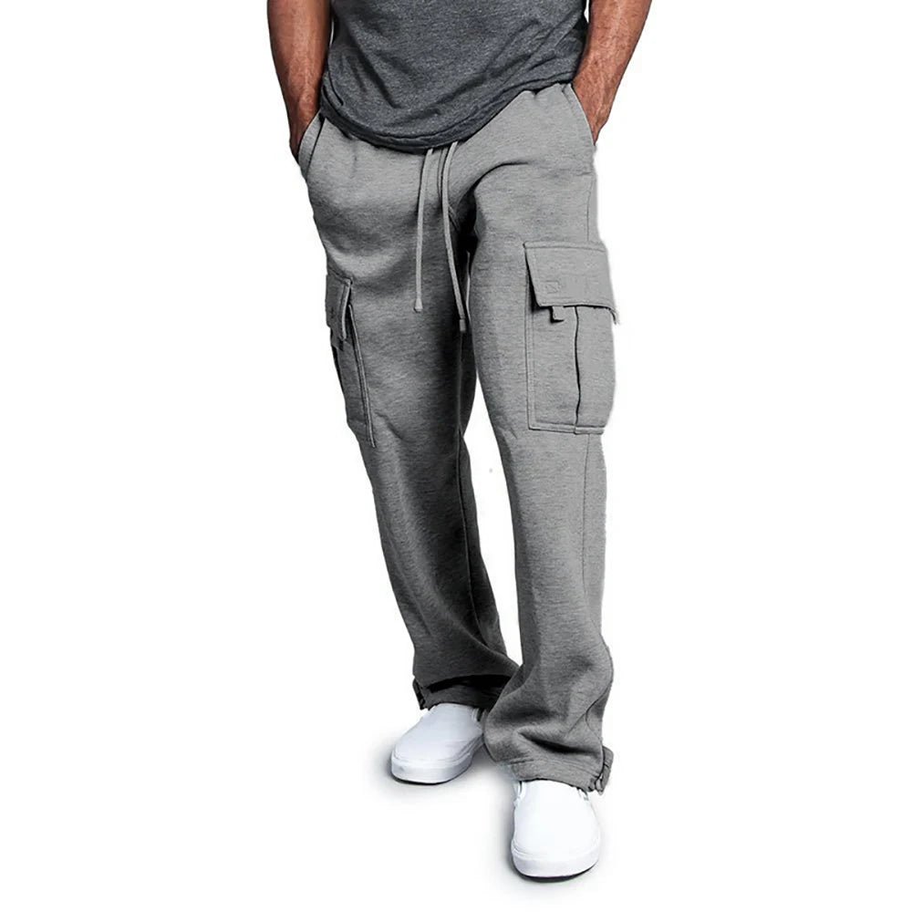 Men’s Straight Fit Joggers – Loose Oversized Sweatpants with Multi-Pockets & Drawstring - StarLuxeTrend