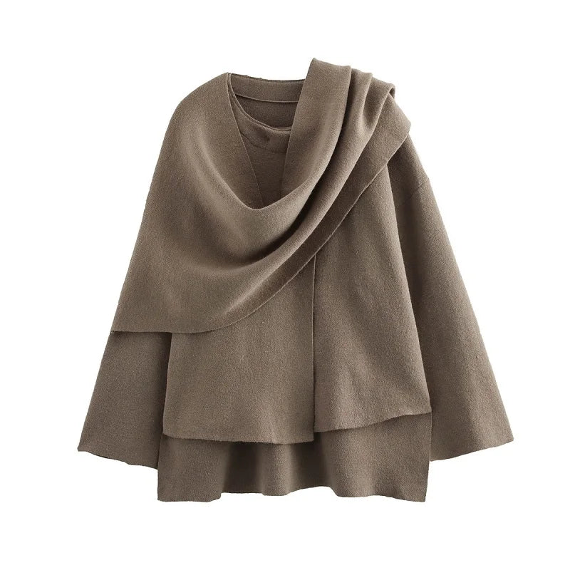 Plush Winter Coat – Asymmetric Scarf