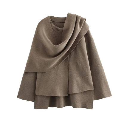 Plush Winter Coat – Asymmetric Scarf