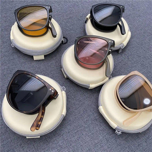 Foldable Unisex Square Sunglasses – Lightweight Portable UV Protection