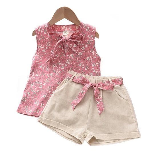 Baby Girls Clothes - Sleeveless Vest & Shorts 2-Piece Set - StarLuxeTrend