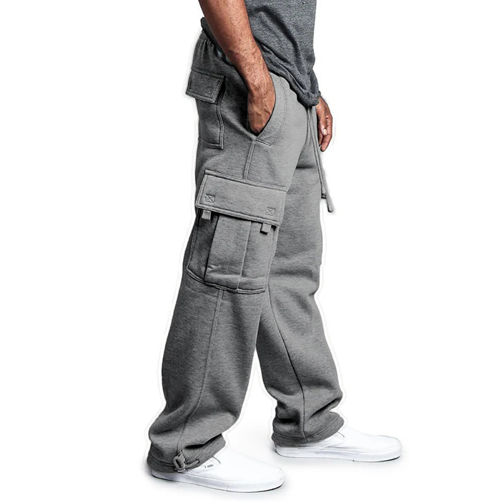 Men’s Straight Fit Joggers – Loose Oversized Sweatpants with Multi-Pockets & Drawstring - StarLuxeTrend