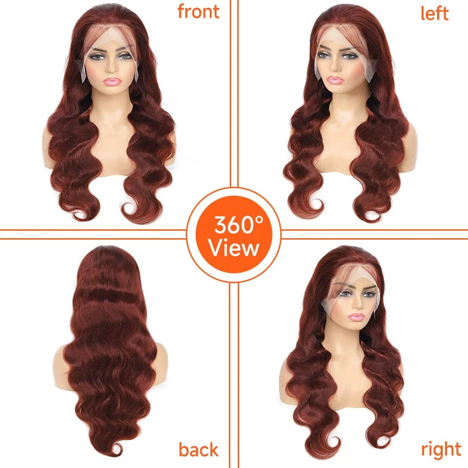 Pre-Plucked Reddish Brown Human Hair Lace Front Wig