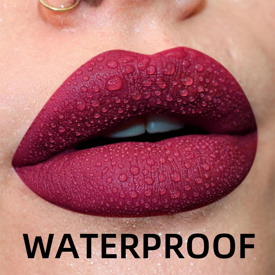 Matte Velvet Liquid Lipstick – 19 Waterproof Colors | Long-Lasting Nude, Red, Black Lip Gloss & Tint