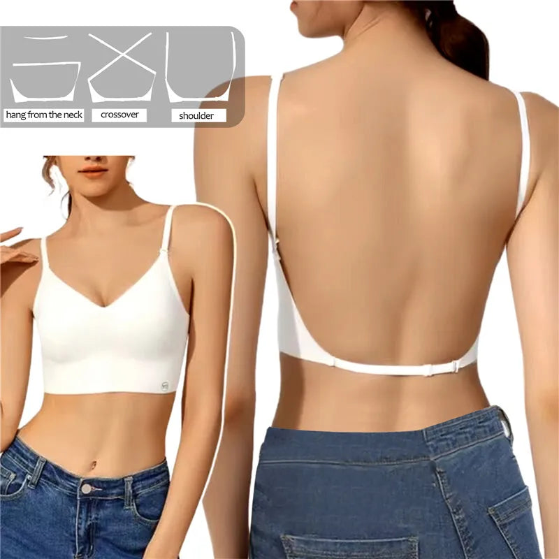 2024 Invisible Push-Up Bra – Backless Seamless Plunge Bra for Women | Wedding, Low-Cut & Open Back Support