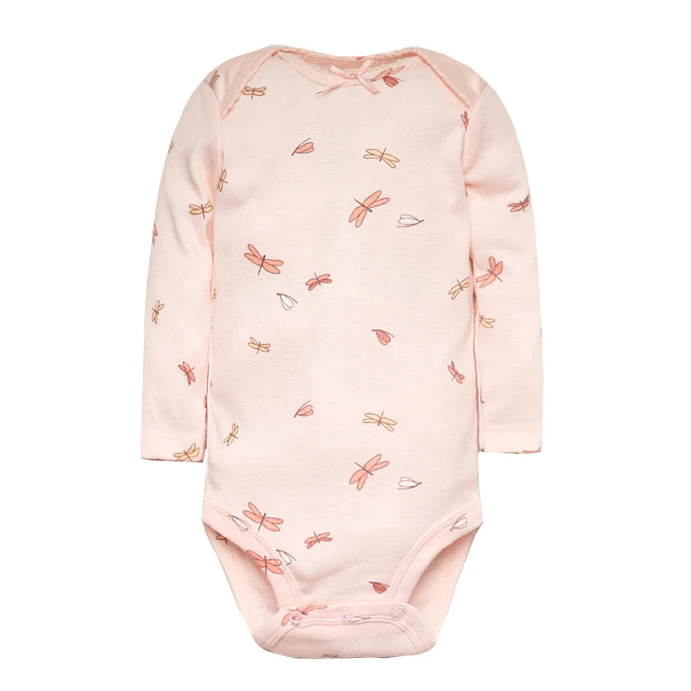 Soft Cotton Baby Bodysuits Set – 3 to 5 PCS Long Sleeve Infant Romper for Boys & Girls - Cute Cartoon Jumpsuit for All Seasons