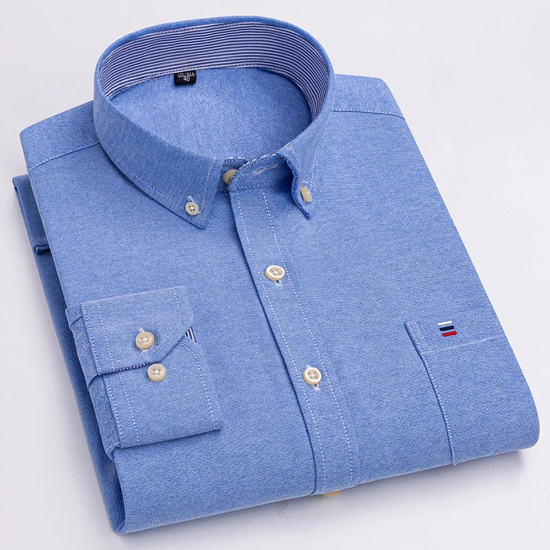 Men’s Long Sleeve Oxford Shirt – Casual Business Dress Shirt | 100% Cotton, Regular Fit, Smart Casual Style – S to 6XL