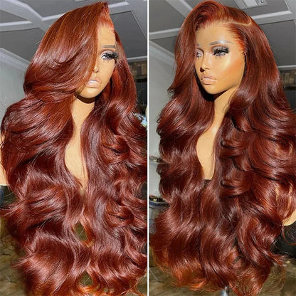 Pre-Plucked Reddish Brown Human Hair Lace Front Wig