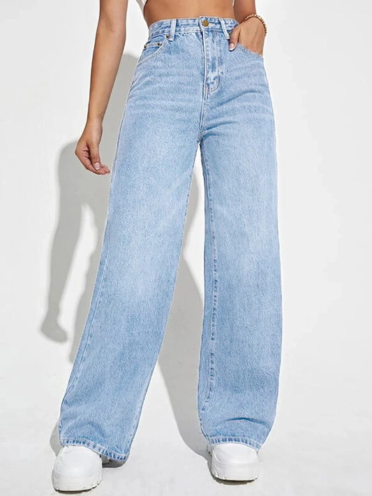 Loose Denim High Waist Wide Leg Pants