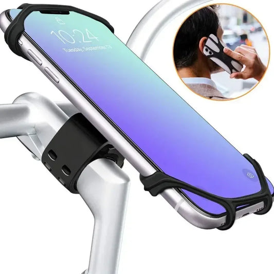 Universal 360° Rotatable Silicone Bike Phone Holder – Anti-Slip Bicycle & Motorcycle Mount for All Smartphones
