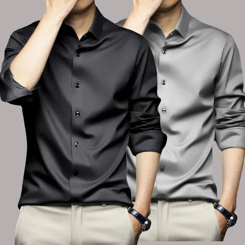 S-5XL Men's Long Sleeve Dress Shirt – Wrinkle-Resistant Business & Casual Suit Shirt - StarLuxeTrend