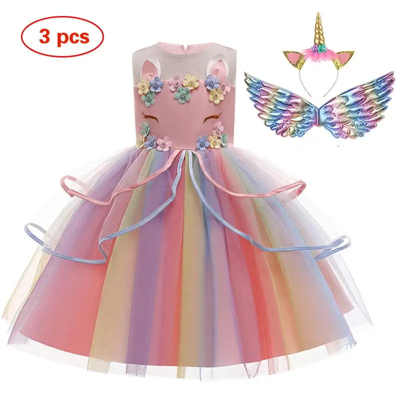 Unicorn Pastel Rainbow Princess Dress - StarLuxeTrend