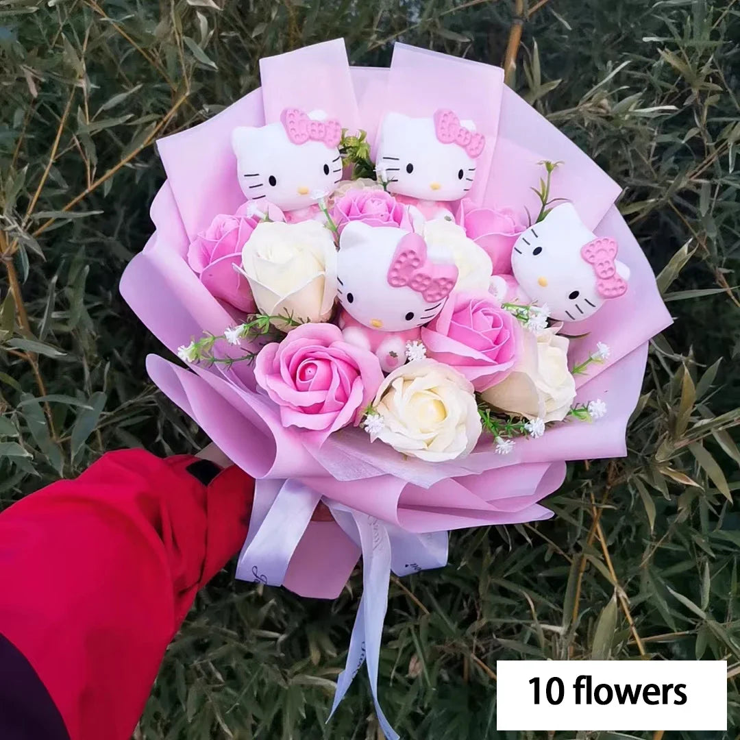 Hello Kitty Cartoon Plush Rose Soap Flowers - StarLuxeTrend