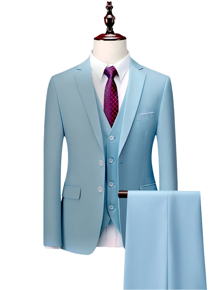 Men’s 3-Piece Slim Fit Formal Suit – Wedding Groom Tuxedo with Jacket, Vest & Pants – Business Dress Suit for Office & Events