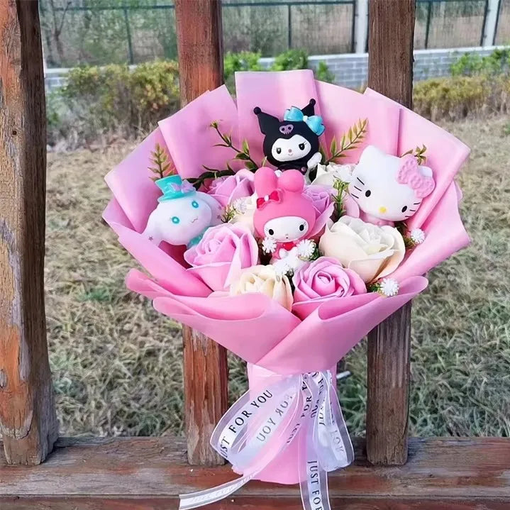 Hello Kitty Cartoon Plush Rose Soap Flowers - StarLuxeTrend