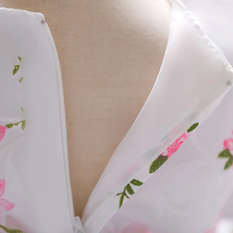 Baby Girl 1st Birthday Floral Dress – Embroidered Sleeveless Party Outfit