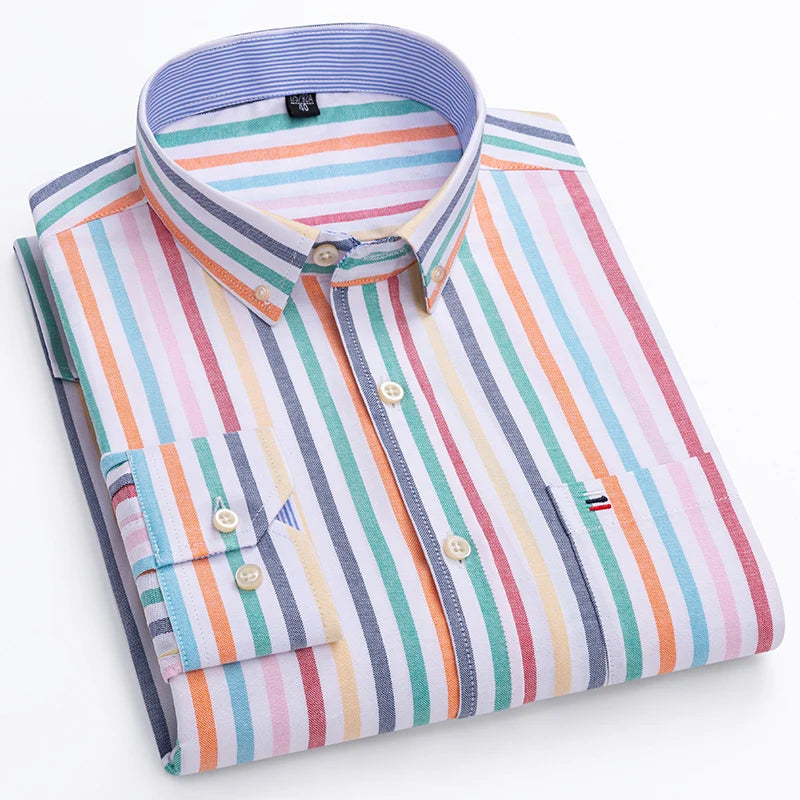Men’s Long Sleeve Oxford Shirt – Casual Business Dress Shirt | 100% Cotton, Regular Fit, Smart Casual Style – S to 6XL