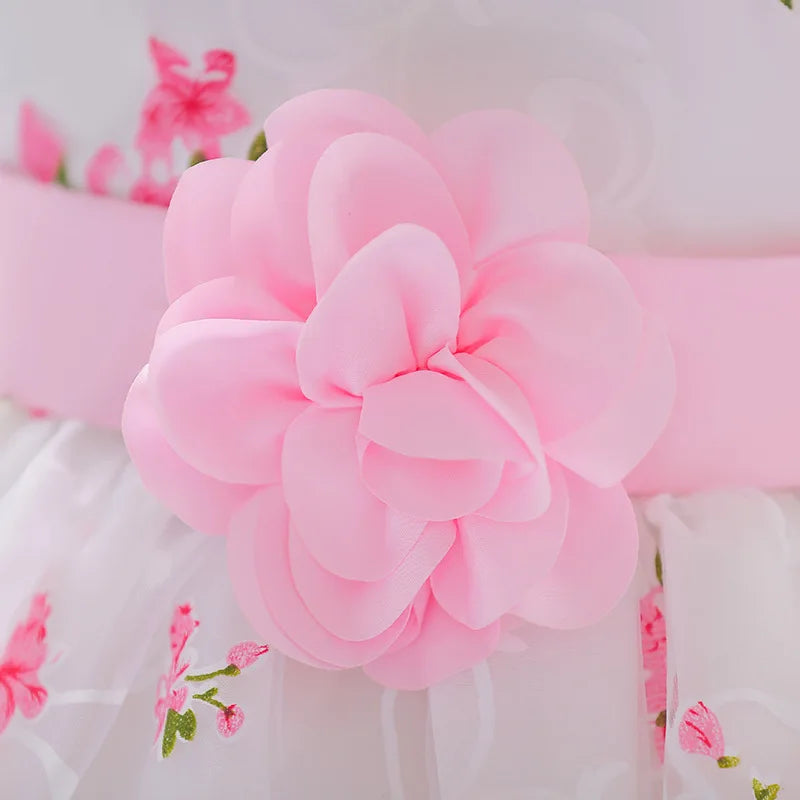 Baby Girl 1st Birthday Floral Dress – Embroidered Sleeveless Party Outfit