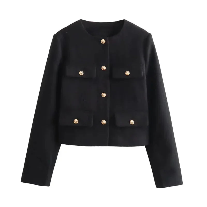 Women's Autumn Long Sleeve Cropped Jacket - StarLuxeTrend