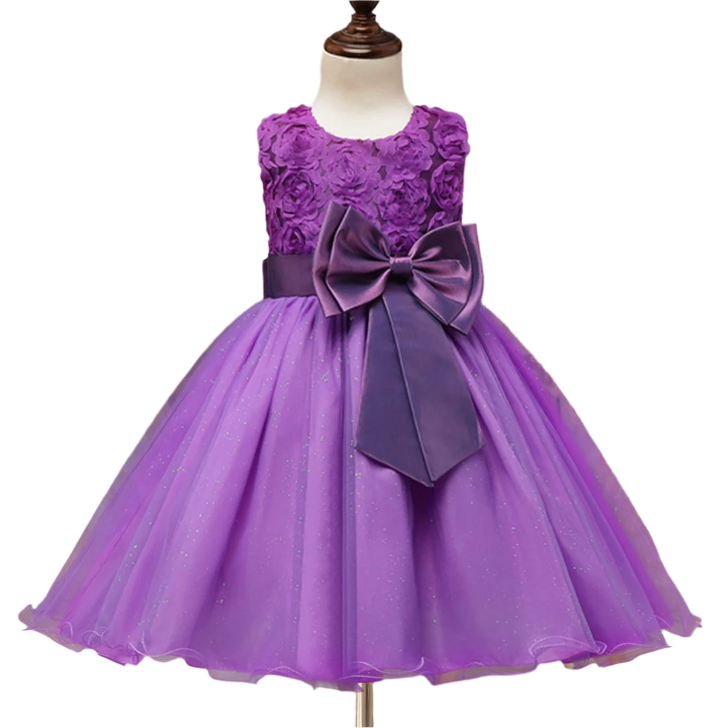 Elegant Lace Floral Girls’ Party Dress – Sleeveless Knee-Length Ball Gown for Weddings, Birthdays & Special Occasions