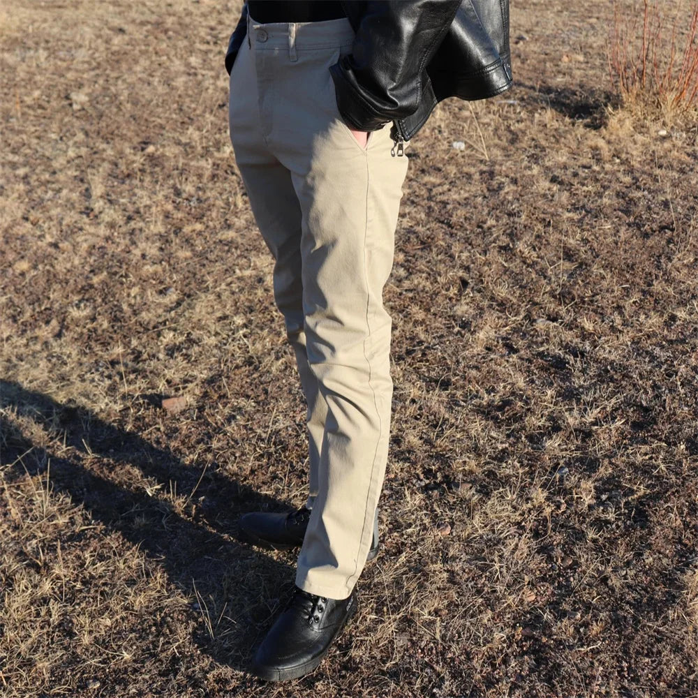 Casual Men's Cotton Trousers – Slim Fit, Solid Color-Business Pants for Spring - StarLuxeTrend
