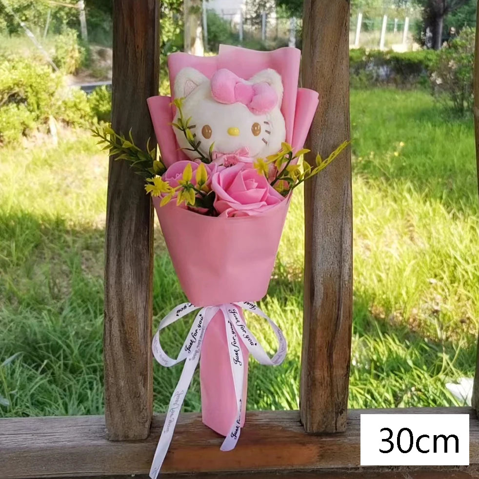 Hello Kitty Cartoon Plush Rose Soap Flowers - StarLuxeTrend