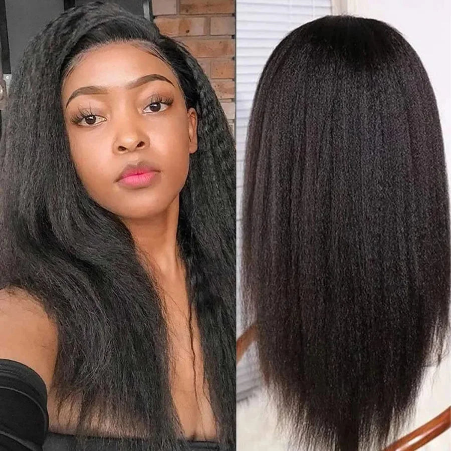 Kinky Straight 13x4 Lace Front Human Hair Wig – Transparent Lace Frontal Wig - StarLuxeTrend