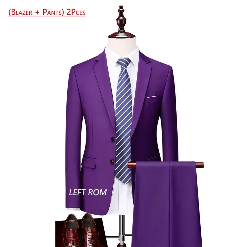 Men’s 3-Piece Slim Fit Formal Suit – Wedding Groom Tuxedo with Jacket, Vest & Pants – Business Dress Suit for Office & Events