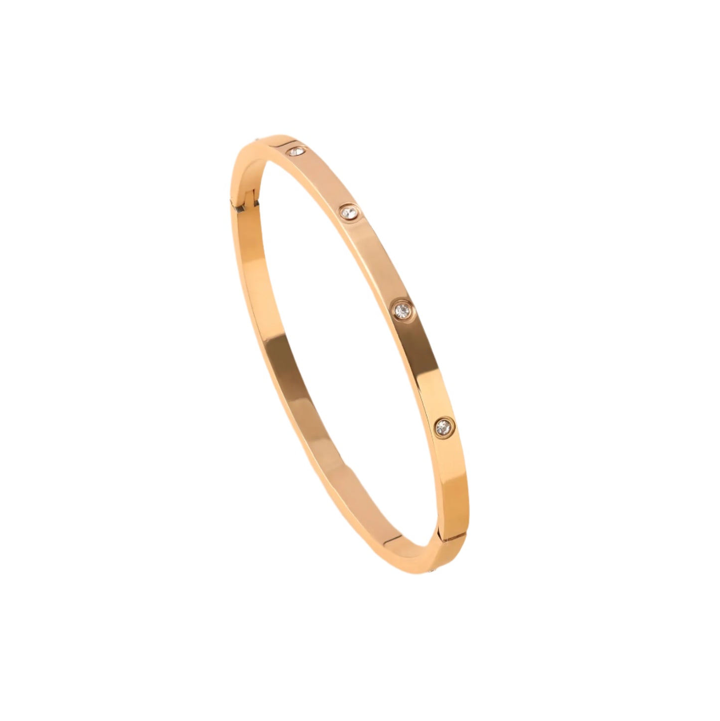 18K Platinum Plated Stainless Steel Diamond Oval Bangle Set
