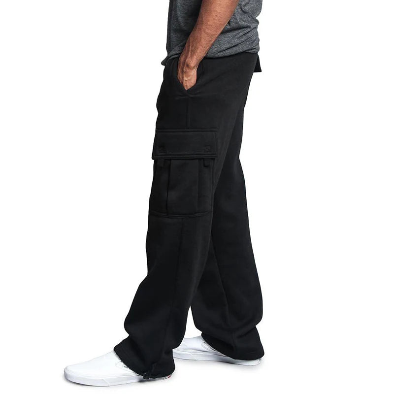 Men’s Straight Fit Joggers – Loose Oversized Sweatpants with Multi-Pockets & Drawstring - StarLuxeTrend