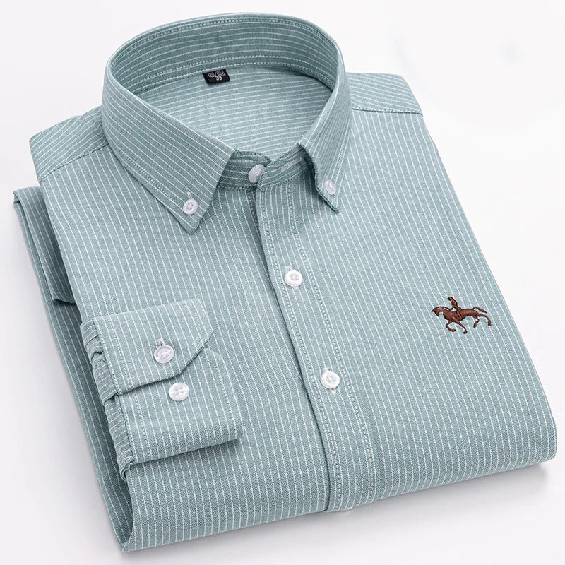 Men’s Long Sleeve Oxford Shirt – Casual Business Dress Shirt | 100% Cotton, Regular Fit, Smart Casual Style – S to 6XL