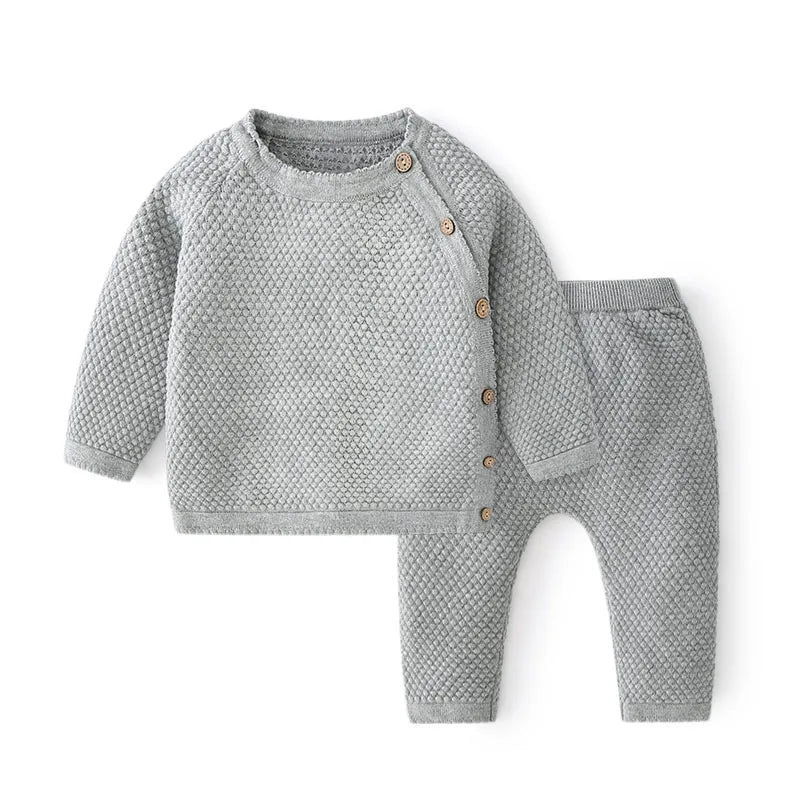 Unisex Baby Clothes Set – Cotton Knitted Pajamas for Toddlers | Casual Infant Outfit for Boys & Girls (Top & Pants)