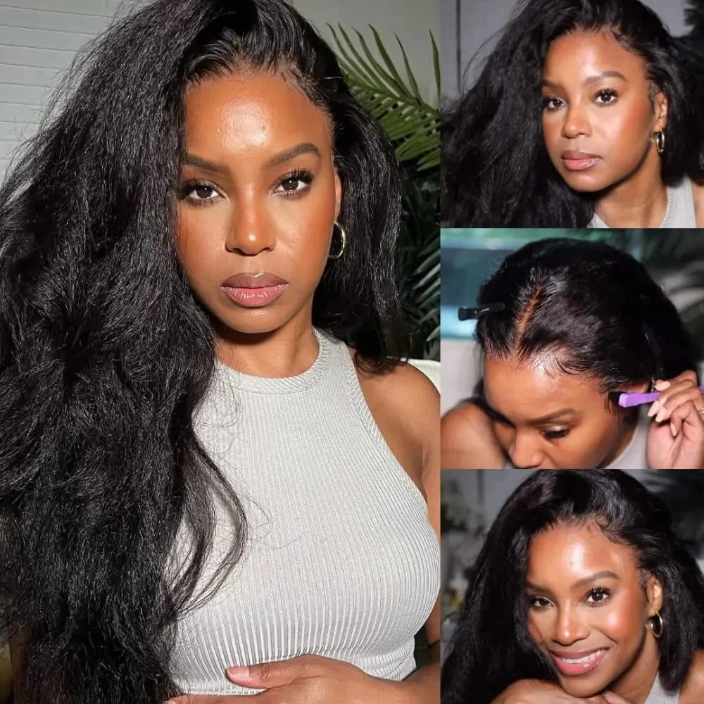 Kinky Straight 13x4 Lace Front Human Hair Wig – Transparent Lace Frontal Wig - StarLuxeTrend