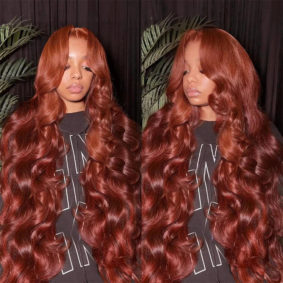 Pre-Plucked Reddish Brown Human Hair Lace Front Wig