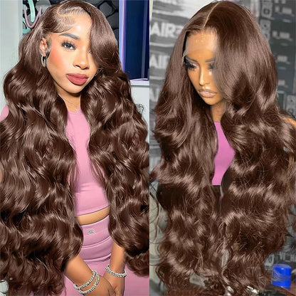 Pre-Plucked Reddish Brown Human Hair Lace Front Wig