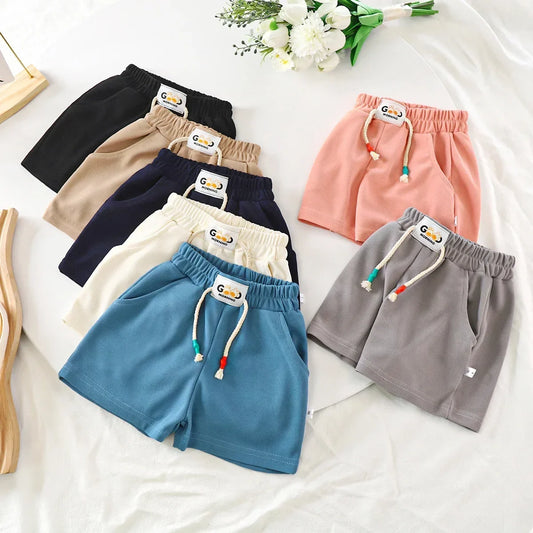 Boys Summer Casual Beach Shorts – Lightweight Candy Color Kids Elastic Waist Shorts with Pockets (2T–8T)