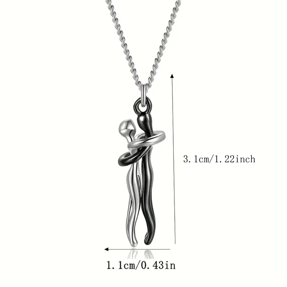 Chic Hug Pendant Necklace for Couples - Elegant Love Symbol