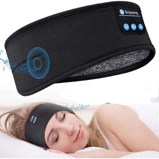 Bluetooth Headband Headphones – Wireless Sports Sleep Eye Mask with Built-In Bluetooth 5.0 Earphones, Rechargeable & Washable, Over-Ear Music Headset for Running,
