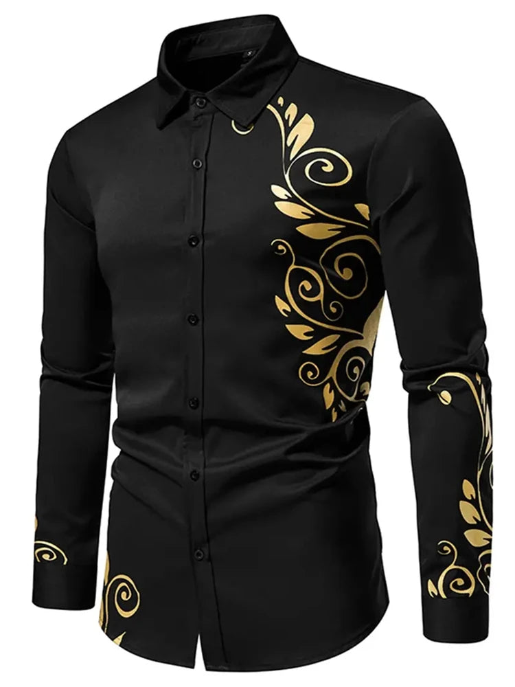 Men’s 3D Print Shirt – Casual V-Neck Long Sleeve Shirt