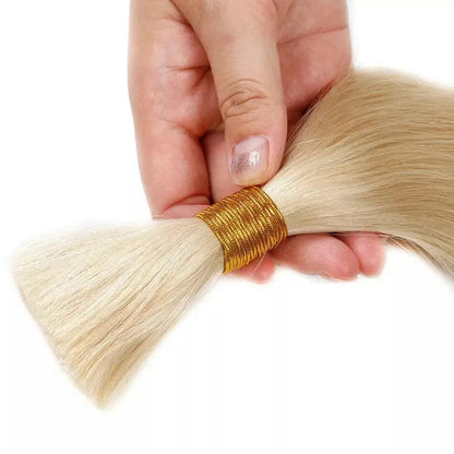 100% Human Hair Extensions Blonde ~613 Straight Hair Bulk For Braiding ~No Weft