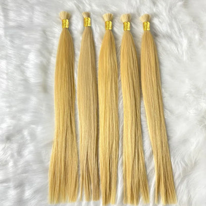 100% Human Hair Extensions Blonde ~613 Straight Hair Bulk For Braiding ~No Weft