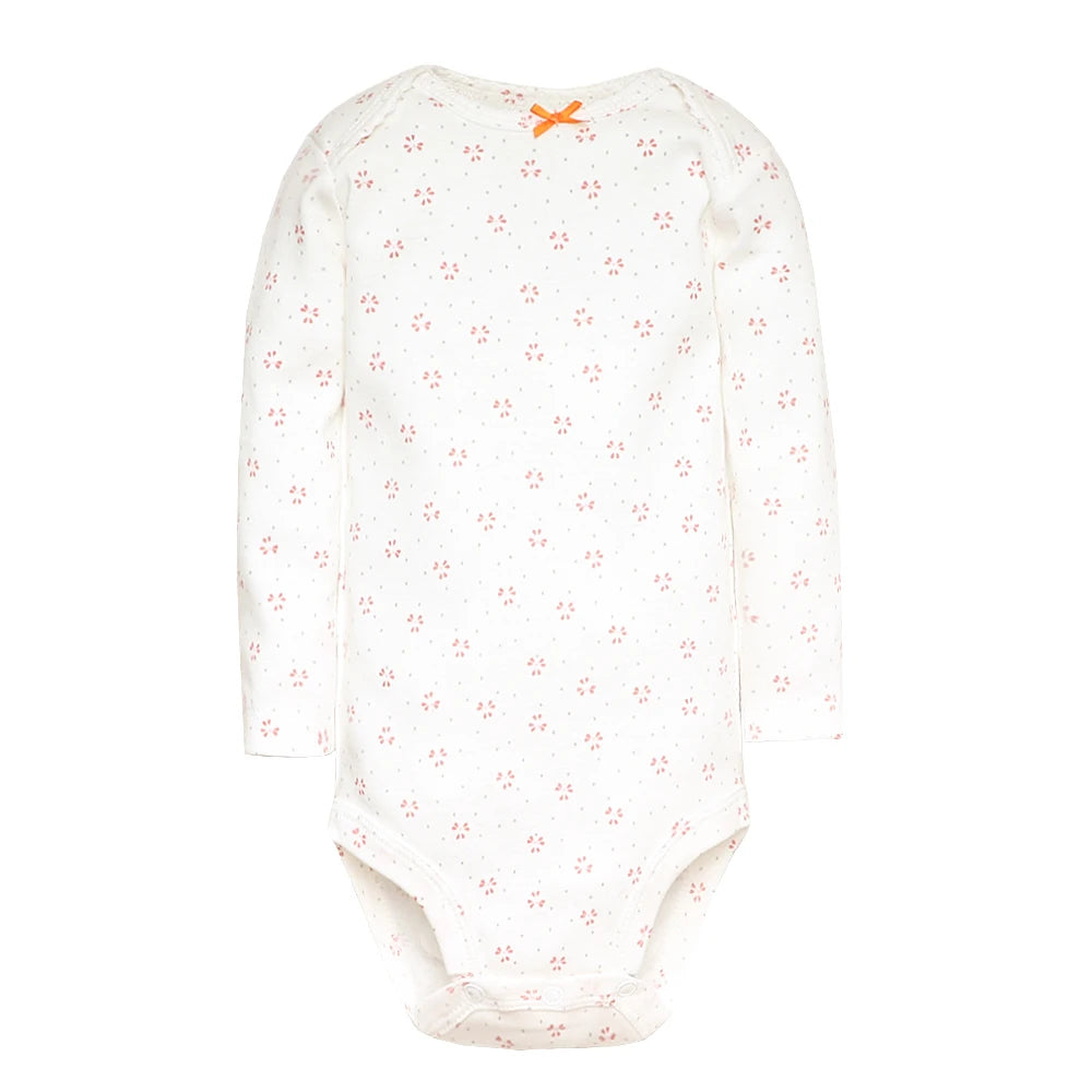 Soft Cotton Baby Bodysuits Set – 3 to 5 PCS Long Sleeve Infant Romper for Boys & Girls - Cute Cartoon Jumpsuit for All Seasons