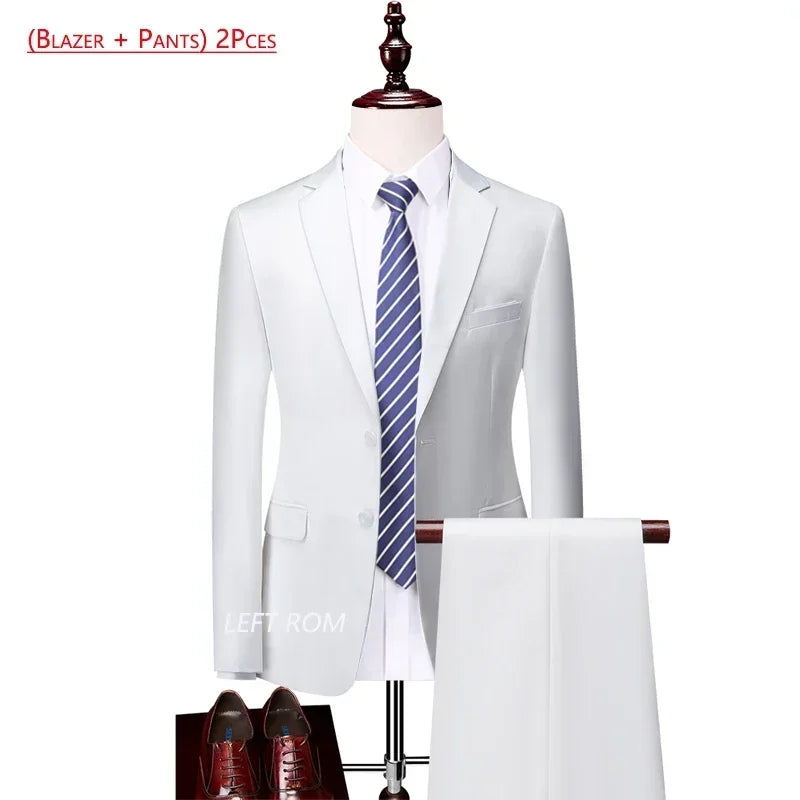 Men’s 3-Piece Slim Fit Formal Suit – Wedding Groom Tuxedo with Jacket, Vest & Pants – Business Dress Suit for Office & Events