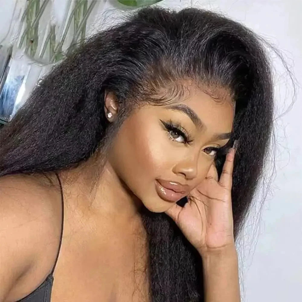 Kinky Straight 13x4 Lace Front Human Hair Wig – Transparent Lace Frontal Wig - StarLuxeTrend