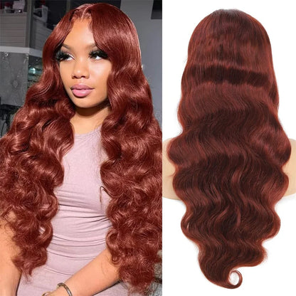 Pre-Plucked Reddish Brown Human Hair Lace Front Wig