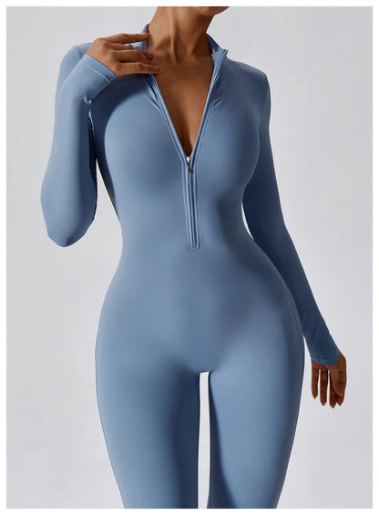 Women's Workout Zipper Jumpsuit