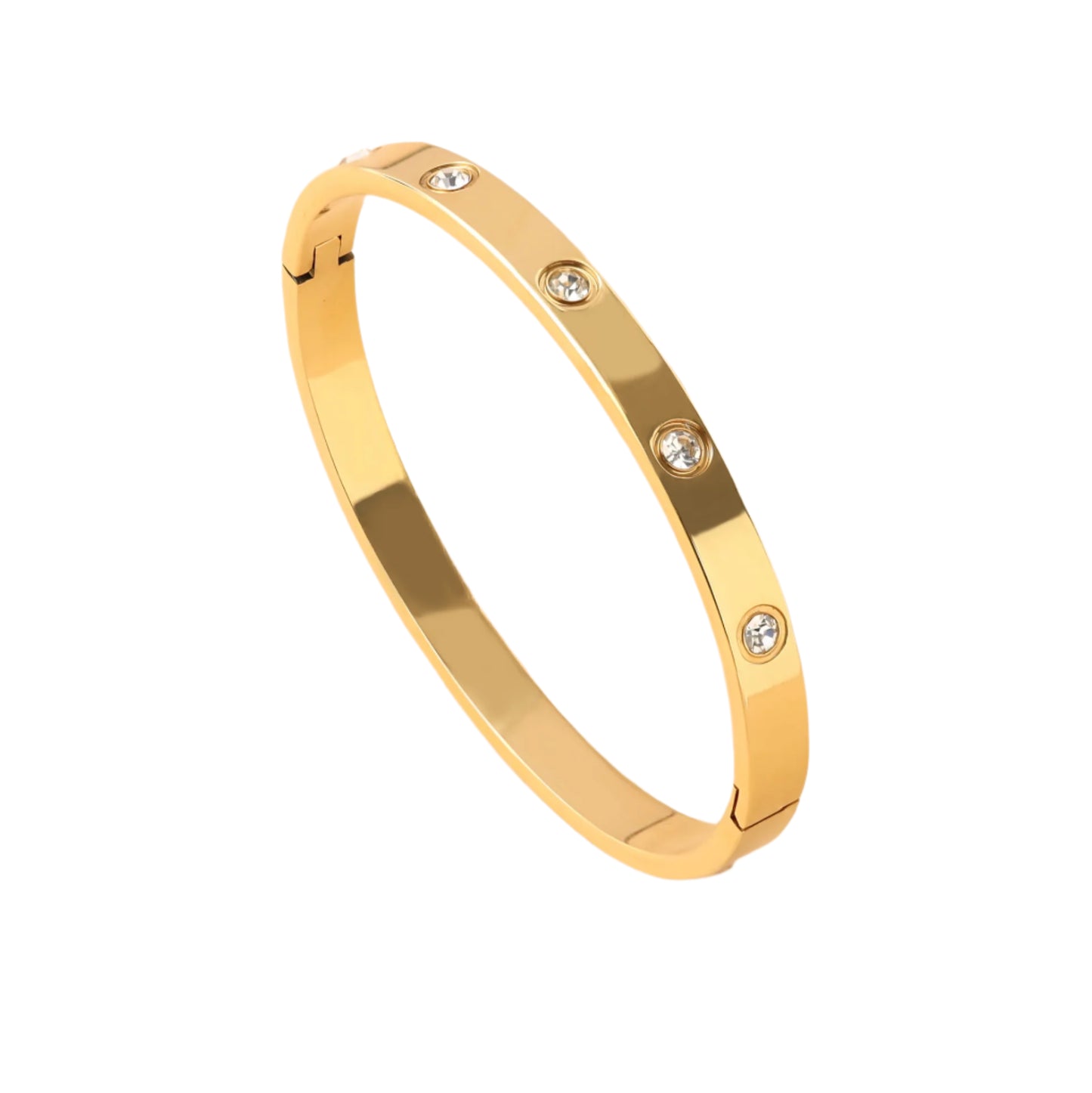 18K Platinum Plated Stainless Steel Diamond Oval Bangle Set